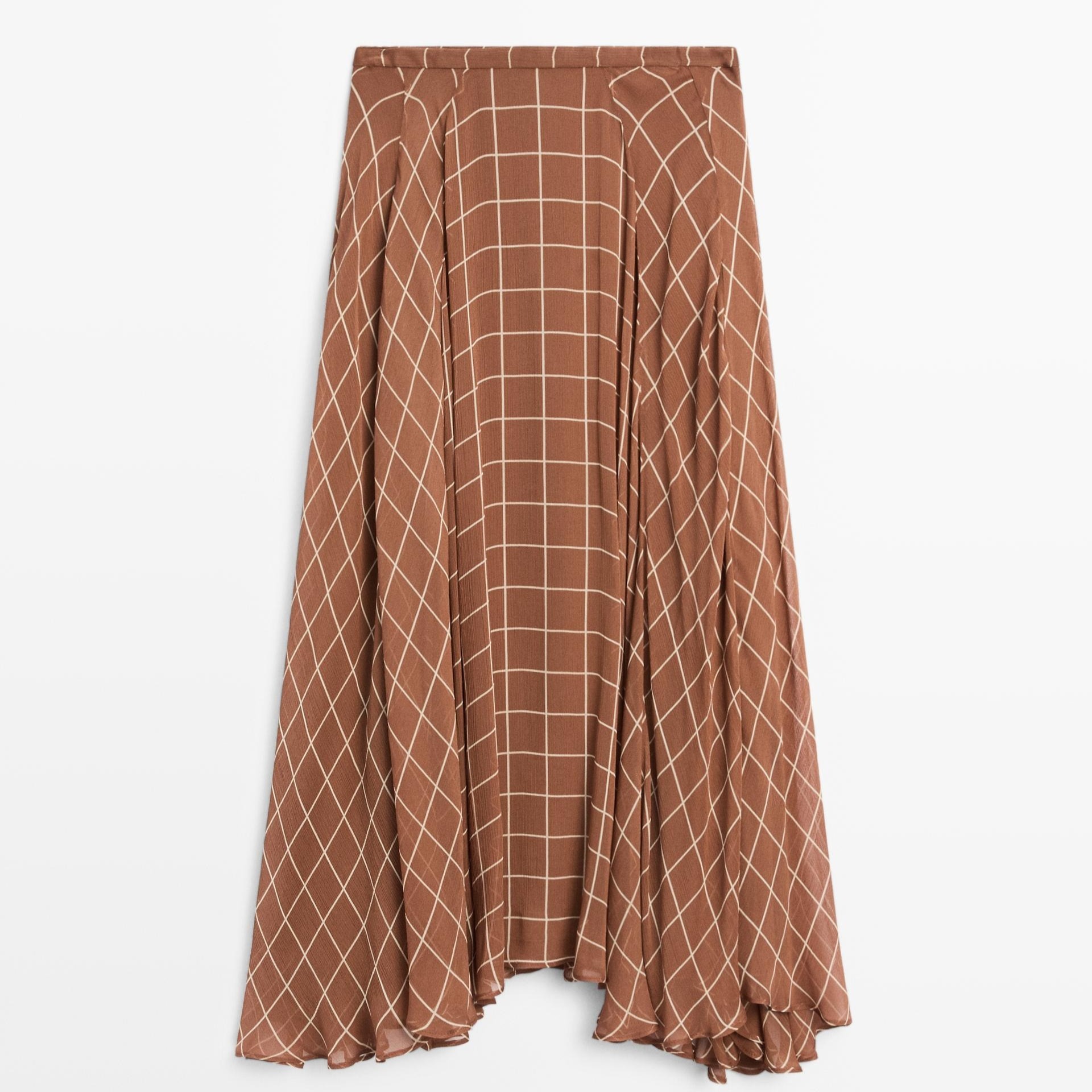 Falda larga fluida detalle cuadros