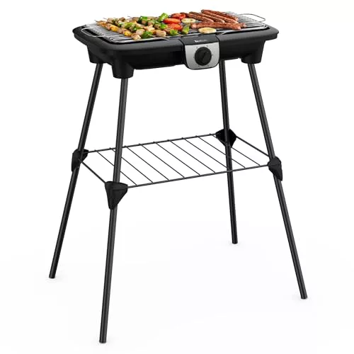 Tefal EasyGrill XXL Barbacoa eléctrica con pies, uso interior y exterior, cortavientos