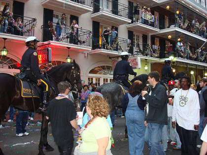 PolicÃa montada durante el Mardi Gras