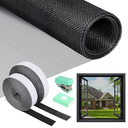 PITMT Mosquiteras para Ventanas, 120x250cm Tela Mosquitera Ventana Ajustable Sin Perforaciones, Malla Mosquitera Ventana con Cinta Adhesiva, Rollo Mosquitera Fibra de Vidrio de Insectos de Protección