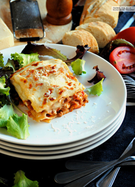 Lasaña de carne a la boloñesa. Receta