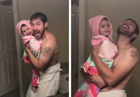 El playback más tierno de un padre y su hija cantando y bailando 'Girls Like You' de Maroon 5 frente al espejo