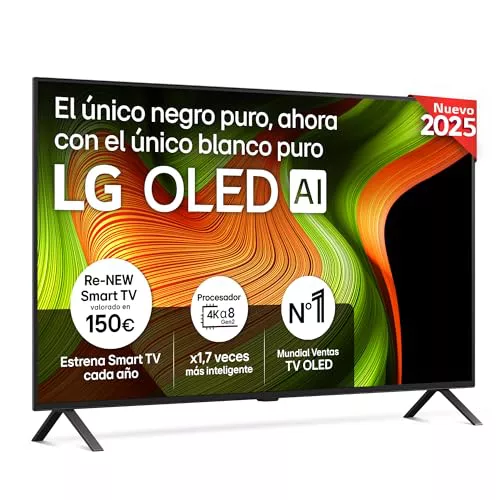 LG OLED55B56LA - TV 55", OLED 4K, Smart TV AI B5, WebOS 25, Super Upscaling, Dolby Vision y Dolby Atmos, AMD FreeSync, Alexa/Google Assistant, Negro