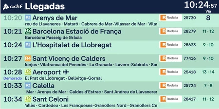 Panel de Rodalies de Barcelona Sants