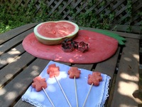 Piruletas de sandía con formas de animales