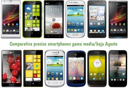 Comparativa Precios Smartphones más baratos Agosto 2013