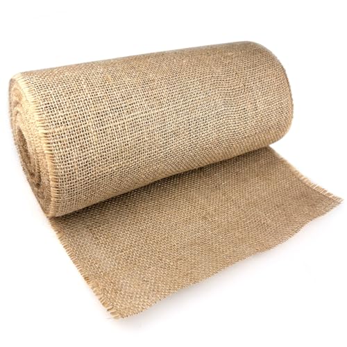 Nutabevr Rollo 30cmx10m Camino de Mesa de Tela arpillera Yute Natural, Vintage Camino de Mesa Lino Natural, Camino de Mesa Antideslizantes para Decoración, Boda, Bautizo, Comunión