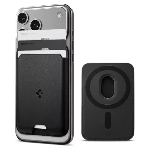 Spigen Cartera MagSafe Valentinus MagFit Cartera Magnética 3 Tarjetas Funda Diseñada para MagSafe Compatible con los Modelos iPhone 17/16/15/14/13/12 Series - Negro