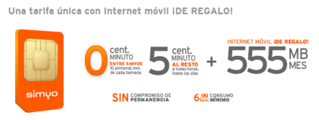 Simyo añade minutos gratis entre sus clientes con la tarifa de cinco céntimos