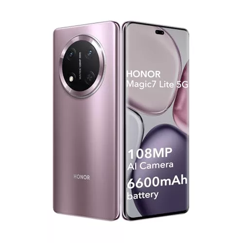 HONOR Magic7 Lite 5G Smartphone 8GB 256GB,108MP Triple Cámara,120Hz 6.78" Pantalla OLED,Batería 6600mAh,IP65M,Android 14,NFC,Doble Sim(Sans Chargeur),Morado