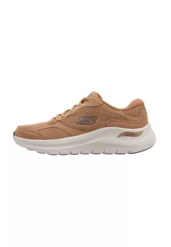 Skechers Arch Fit 2.0 The Keep - Tenis para Hombre, Gamuza de Whisky, Malla, duraleather/Borde, Talla 43