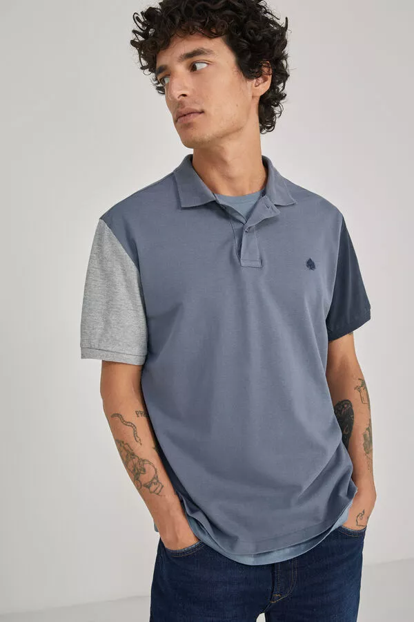 Polo piqué mangas contraste