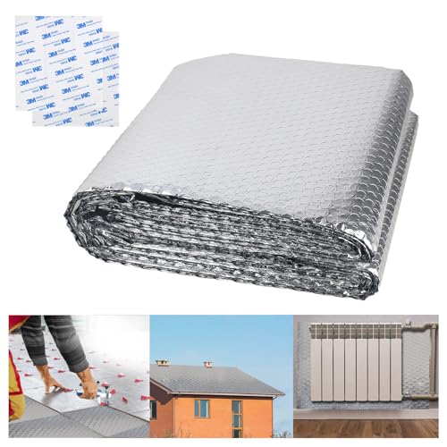Lámina reflectante para radiador, 5 m x 60 cm x 3,6 mm, aislante para radiadores, lámina reflectante, lámina térmica con almohadilla adhesiva, para vehículos, techos, ventanas, tubos