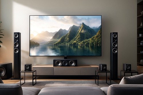 smart TV Samsung y altavoz central