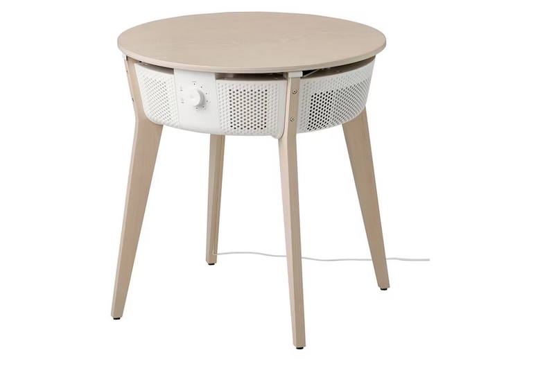 STARKVIND Mesa con purificador aire, chapa de roble teñida/blanco