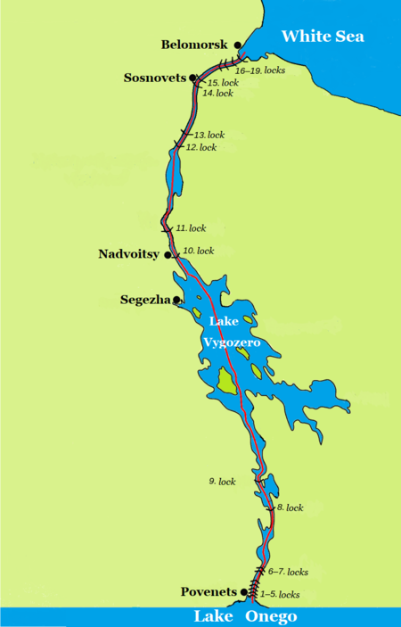 Map Of The White Sea Baltic Canal En