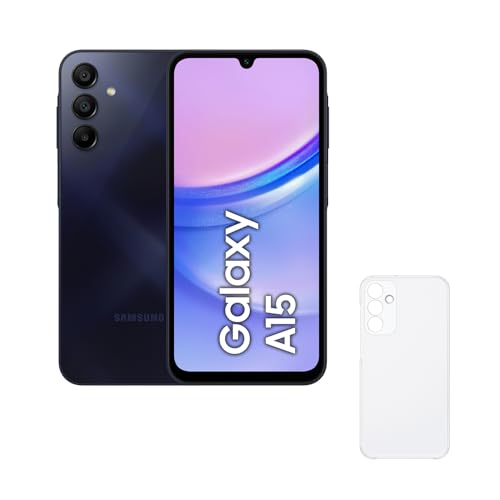 Samsung Galaxy A15 128 GB con Funda - Teléfono Móvil LTE, Smartphone Android, Carga Rápida, Con 4 GB de RAM, Color Negro (Versión Española)