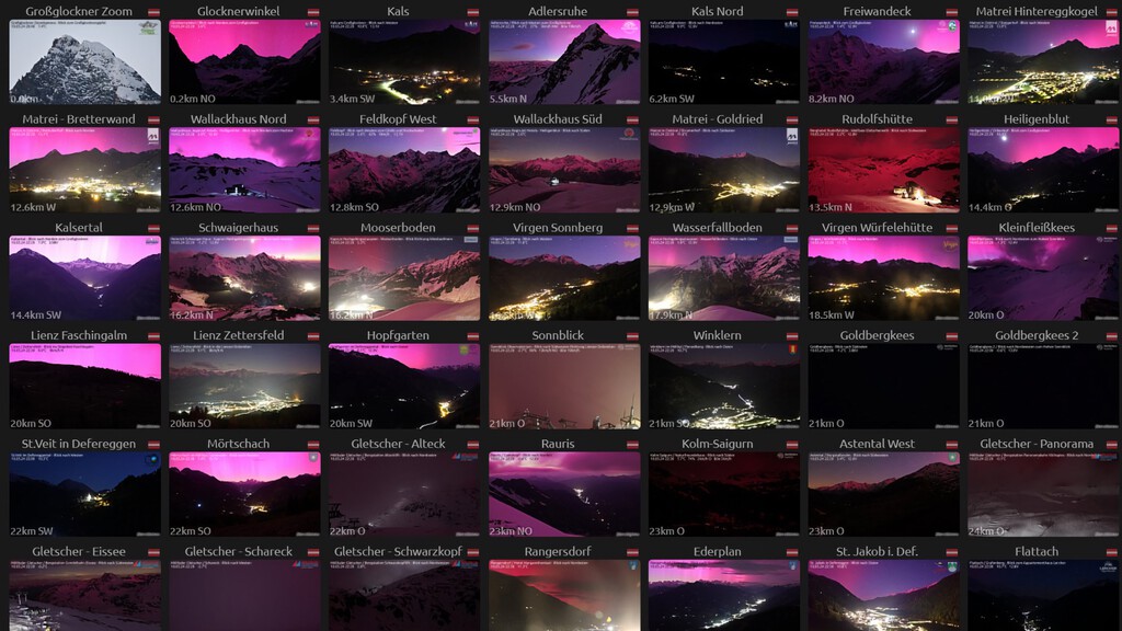 Las auroras se dejan ver en toda Europa, incluido el sur, durante la mayor tormenta geomagnética desde 2005