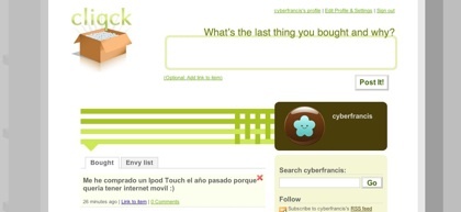Cliqck, el microblogging donde compartiremos lo que hemos comprado