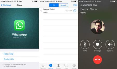 Varias imágenes filtradas muestras las llamadas de WhatsApp funcionando en los iPhone