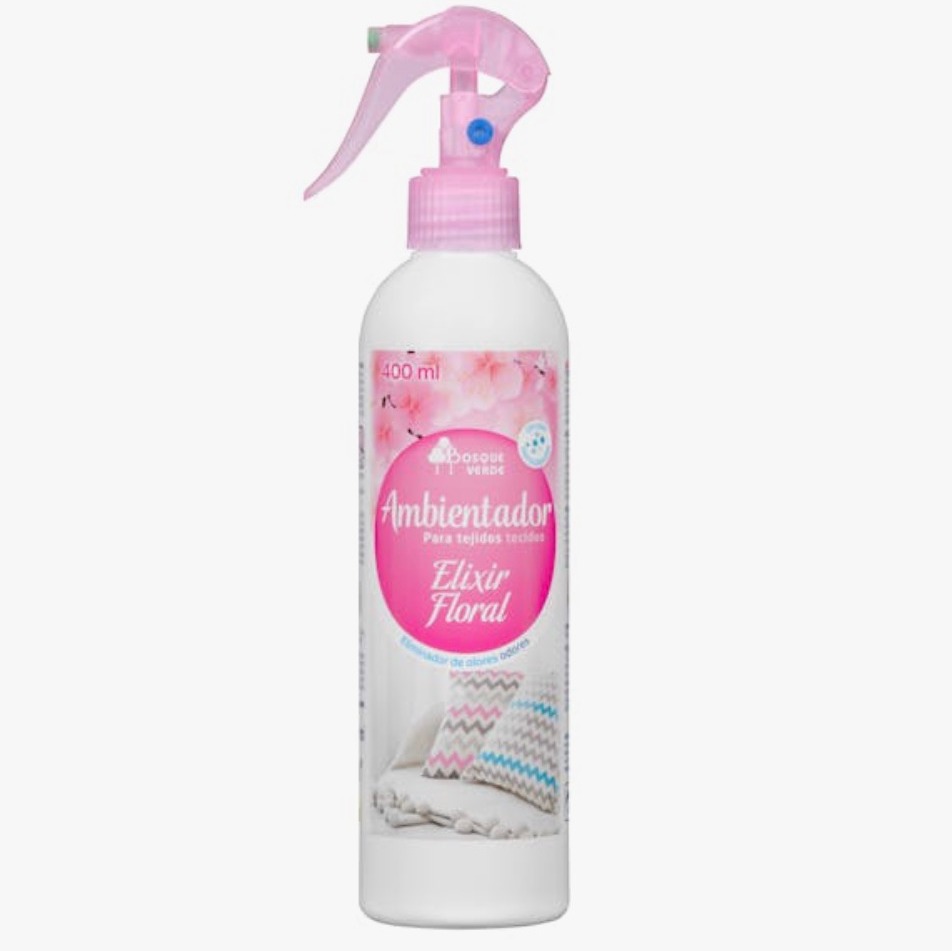 Ambientador spray de tejidos Elixir Floral Bosque Verde con pistola botella de 400 ml