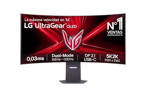 LG 45GX950A-B - Monitor Gaming Ultragear, 44.5", OLED 5K2K (5120 x 2160), 16:9, 165 Hz, 0.03 ms, G-Sync Compatible y FreeSync Premium Pro, Inclinación Ajustable, Morado Grisáceo