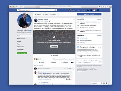 Por qué Facebook ha marcado como falsa una publicación de Santiago Abascal si no verifica a otros políticos
