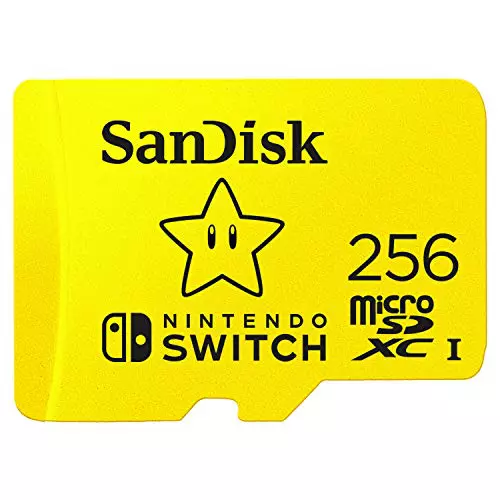 SANDISK Tarjeta microSD con licencia oficial para Nintendo Switch, Super Mario Superstar 256GB (Velocidad de Lectura hasta 100 MB/s, UHS-I, V30,C10, U3D)