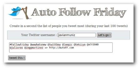 Auto Follow Friday: Recomendar usuarios nunca fue tan sencillo