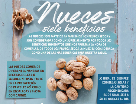 Los 7 beneficios de comer nueces. Infografia