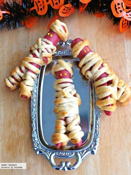 Momias de Hot Dog. Receta de Halloween