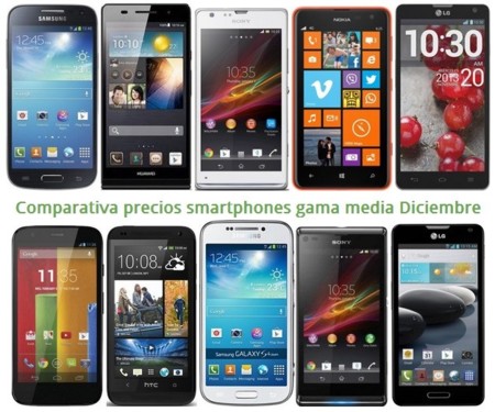 Comparativa precios smartphones gama media con los operadores en Navidad
