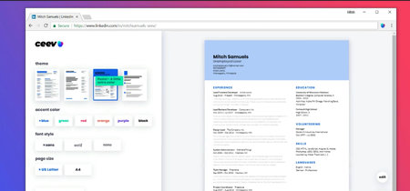 Ceev, la extensión para Chrome que convierte tu perfil de LinkedIn en un atractivo currículum de una página