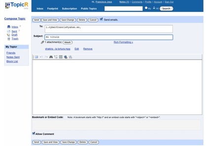 TopicR, webmail con funciones de red social