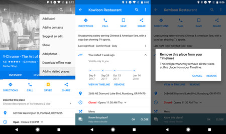 Google Maps nos permitirá añadir o eliminar sitios que hemos visitado y en un futuro comprar entradas