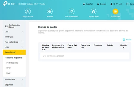 Opciones de NAT en un router TP-Link