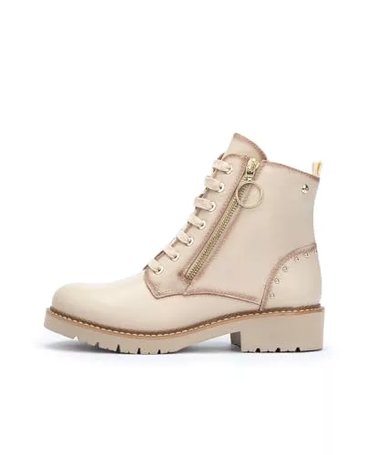 Pikolinos Botines Planos en Cuero Vicar para Señora Color Marfil