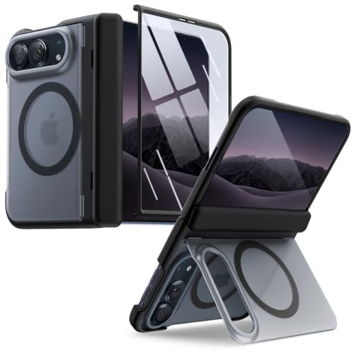 JETech Funda Magnética Mate para iPhone Duo con Soporte Oculto, Negro