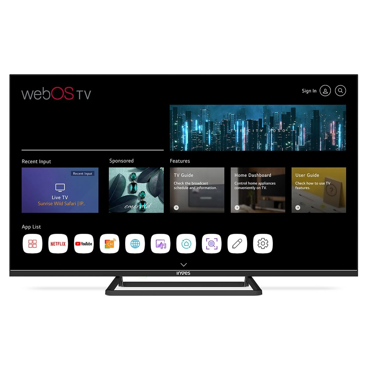 TV LED 109cm (43") Inves LED-434KWBS, UHD 4K, Smart TV