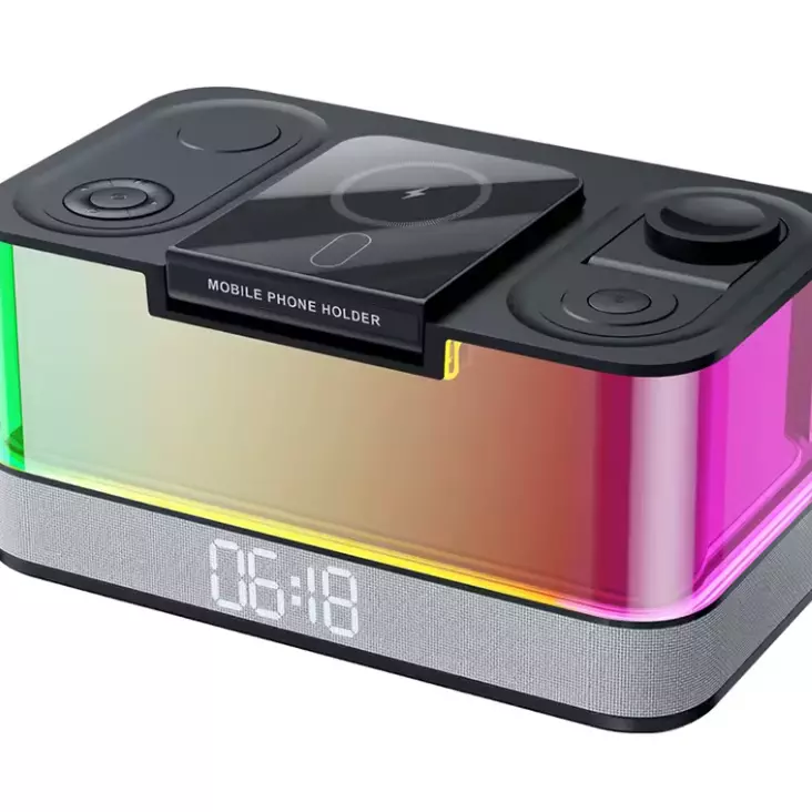 Radio despertador con carga inalámbrica e iluminación RGB