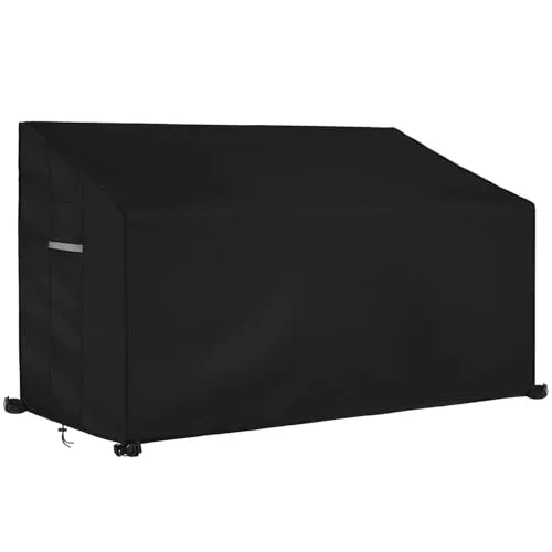 Dokon Funda para Banco de Jardín 3 Plazas Impermeable Funda Protectora Banco Exterior con Salidas de Aire, Anti Viento, Anti-UV Tela Oxford 420D Cubierta Sofá Terraza (163x66x63/89cm) - Negro