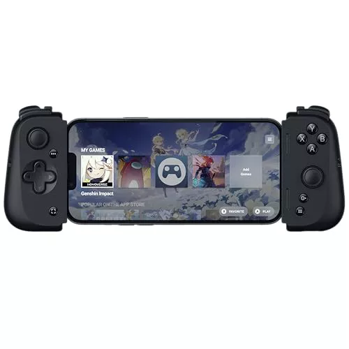 Razer Kishi V2 para iPhone - Mando de juego, ajuste universal puente extensible, transmisión de juegos de PC y consola ergonómico (impulsado por la aplicación Razer Nexus) Negro