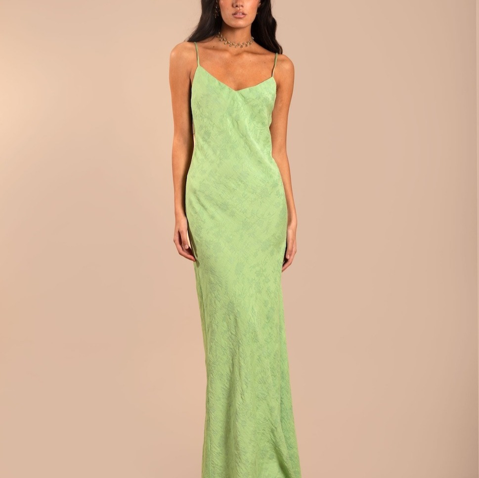 Vestido midi de tirantes Verde menta The-Are


