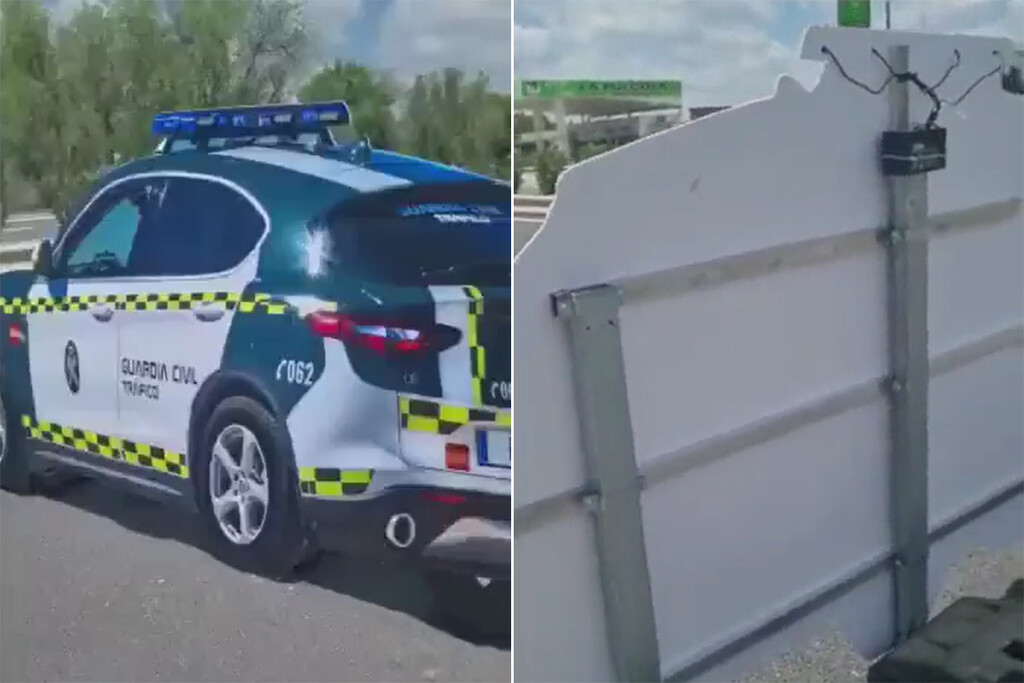 Alguien ha instalado un coche de cartón de la Guardia Civil en una carretera. No ha sido la Guardia Civil