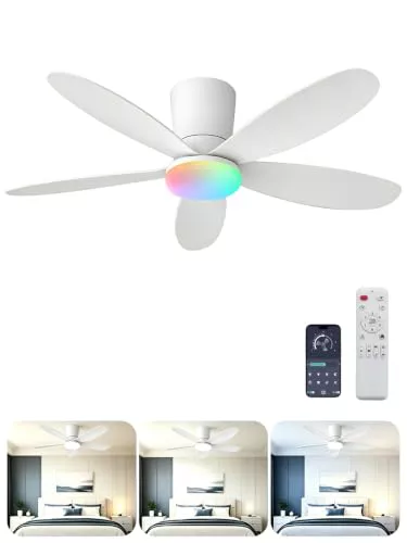 【APP+RGB】Ventiladores de Techo con Luz Silencioso 42'' y control remoto
