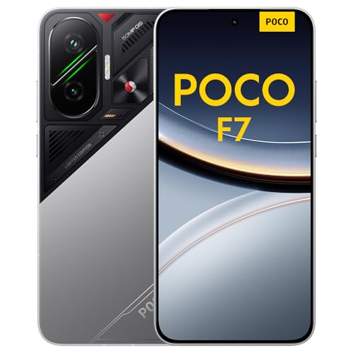 Xiaomi POCO F7 - Smartphone de 12+256GB, Cámara Sony de 50 MP con OIS, Pantalla AMOLED de 6,83'' 1.5K a 120Hz, Snapdragon 8s Gen 4, Hypercharge 90W, Cargador no Incluido, Plata (Versión ES)