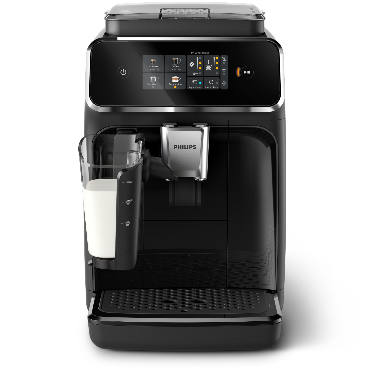Cafetera superautomática - Philips EP2331/10, LatteGo, Pantalla táctil, 1.8 l, Filtro AquaClean, Negro