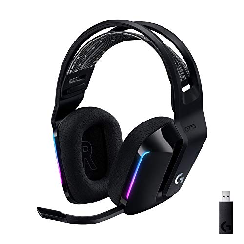 Logitech G733 LIGHTSPEED Auriculares con Micrófono Inalámbricos para Gaming con Diadema con Suspensión, LIGHTSYNC RGB, Tecnología de Blue VO!CE, Ligeros, 29h de Batería, Negro
