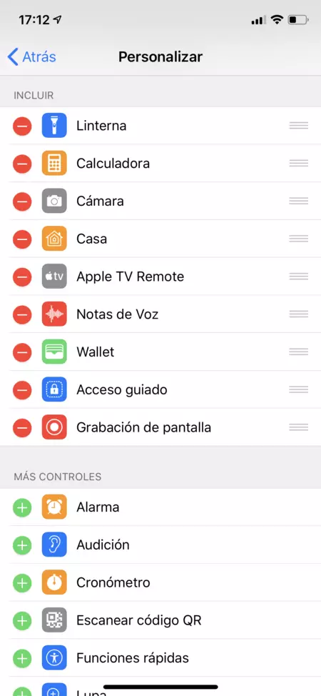 IOS センター コントロール オプション