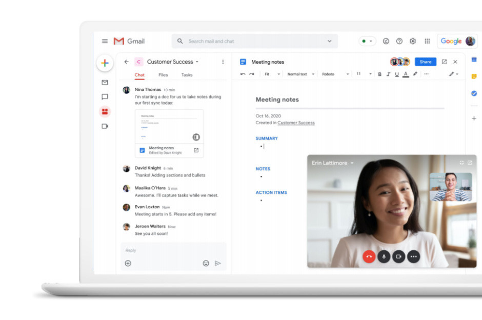 Así es el nuevo diseño de Gmail que integra Google Docs y las videollamadas de Meet en un mismo lugar
